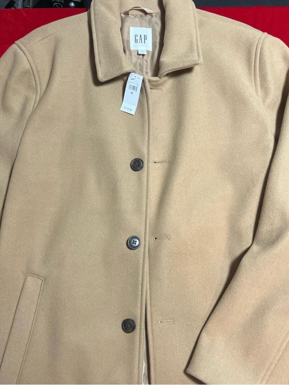GAP Camel Wool-Blend Single-Breasted Pea Coat